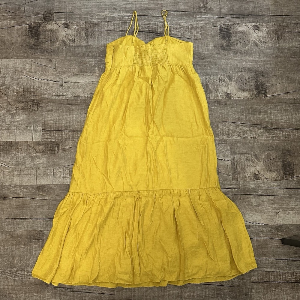 JOIE Chayton Midi Tiered‎ Dress Yellow Sundress In Sulphur Mustard Women's 10 - Picture 9 of 10